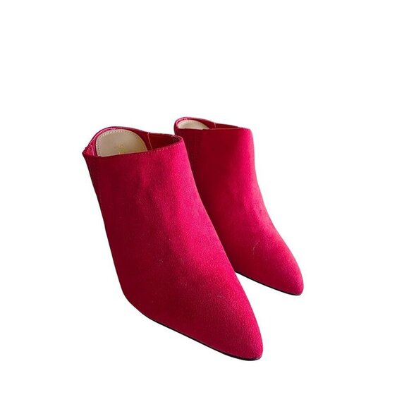 ShoeDazzle Red Blakely Pointed Toe Stiletto Heel Mules Size 7.5 Faux Suede Slip- - Picture 16 of 16